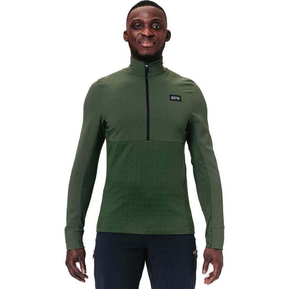 GORE TrailKPR Hybrid 1/2-Zip Jacket Sweatshrit Large Utility Green Outdoor Hike